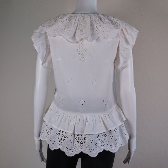 7 FOR ALL MANKIND: RUFFLE EYELET TOP - Picture 6 of 8